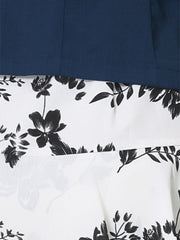 Work flower Print Contrast Panel 2pc Sets Chiffon V Neck Jacket Dress