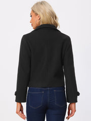 Turn Down Collar Long Sleeve Single Breasted Outwear Winter Pea Coat