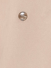 Faux Suede Notched Cuff Solid Double Breasted Tie Belt Trench Coat