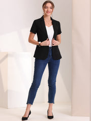1 Button Office Business Short Sleeve Blazer Jacket