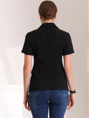 1 Button Office Business Short Sleeve Blazer Jacket