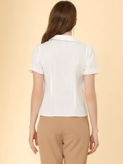 Peter Pan Collar Tie Neck Casual Cute Cotton Button-Up Shirt