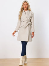 Belted Stand Collar Winter Fully Lined Belted Coats