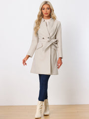 Belted Stand Collar Winter Fully Lined Belted Coats