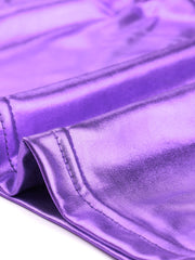 Sleeveless U Neck Party Holographic Shiny Metallic Crop Top