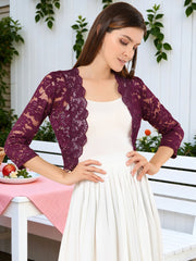 Sheer Floral Elegant 3/4 Sleeve Lace Shrug
