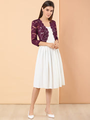 Sheer Floral Elegant 3/4 Sleeve Lace Shrug