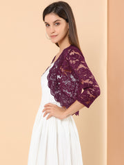 Sheer Floral Elegant 3/4 Sleeve Lace Shrug