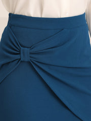 Work Pencil Ruched High Waist Bodycon Midi Skirt