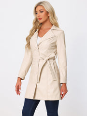 Faux Leather Notched Lapel Collar Button Down Steampunk PU Jacket
