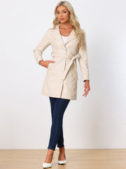 Faux Leather Notched Lapel Collar Button Down Steampunk PU Jacket