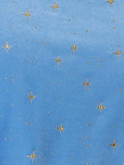 Sheer Puff Sleeve Square Neck Glitter Metallic Star Velvet Mini Dress