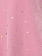 Sheer Puff Sleeve Square Neck Glitter Metallic Star Velvet Mini Dress
