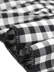 Gingham Checks Ruffled Peter Pan Collar 1960s Vintage Mini Dress
