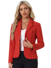 Notched Lapel Collar Stretch Work Office Workwear Jacket Blazer
