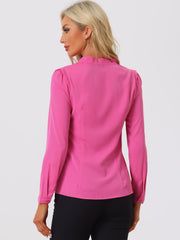 Work Office Blouse Button Up Long Sleeve V Neck Chiffon Shirt
