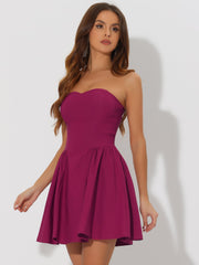Strapless Sweetheart Neck Fit And Flare Mini Tube Top Dress