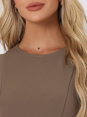 Round Neck Solid Color Sleeveless A-Line Work Midi Dress