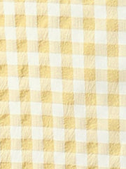 Summer Ruffle Neck Lace Panel Short Sleeve Check Gingham Dress