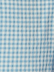 Summer Gingham Tops Square Neck Ruffle Cap Sleeve Blouse