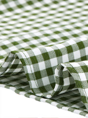 Summer Gingham Tops Square Neck Ruffle Cap Sleeve Blouse