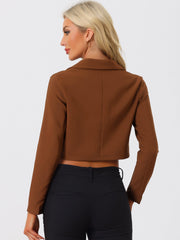 Long Sleeve Open Front Notched Lapel Business Cropped Blazer