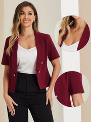 Casual Shawl Collar Open Front Cardigan Short Sleeve Work Blazer