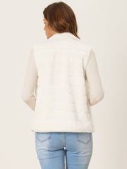 Fluffy Vest Jacket Stand Collar Sleeveless Faux Fur Coat
