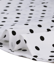 Polka Dot Short Puff Sleeve Button Up Peter Pan Collar Blouse