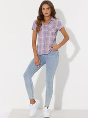 Classic Plaid Button Down Short Sleeve Shirt