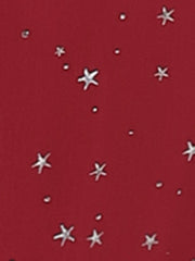 Choker V Neck Flared Gilding Metallic Shiny Star A-Line Dress