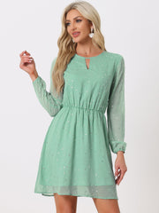 Choker V Neck Flared Gilding Metallic Shiny Star A-Line Dress