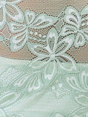 See Through Long Sleeve Turtleneck Sheer Floral Lace Blouse