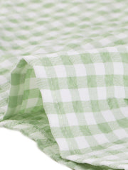 Plaid Blouse Puff Sleeve Ruffle Peter Pan Collar Shirt Top