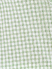 Plaid Blouse Puff Sleeve Ruffle Peter Pan Collar Shirt Top