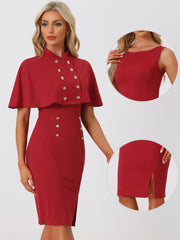 Elegant Business Double Breasted Two Pieces Cape Dress Sets