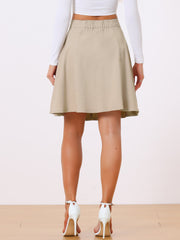 High Waisted A-Line Flared Casual Denim Midi Jean Skirt