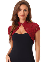 Lace Cardigan Stand Collar Short Elegant Shrug