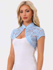 Lace Cardigan Stand Collar Short Elegant Shrug