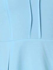 Elegant Round Neck Solid Color Cap Sleeve Peplum Blouse