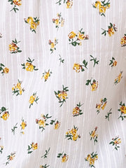 Floral Printed Peter Pan Collar Cotton Short Sleeve Shirt