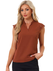 Work Top Office Lace Cap Sleeve Basic Shirt Blouse