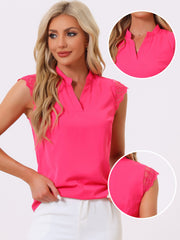 Work Top Office Lace Cap Sleeve Basic Shirt Blouse