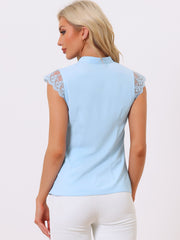 Work Top Office Lace Cap Sleeve Basic Shirt Blouse