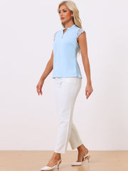 Work Top Office Lace Cap Sleeve Basic Shirt Blouse