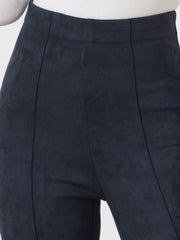 Womens' Velvet Elastic Waist Side Zipper Narrow Leg Skinny Casual Pants