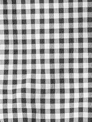Plaid Puff Short Sleeve Gingham Peter Pan Collar Button Down Shirt