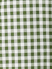 Plaid Puff Short Sleeve Gingham Peter Pan Collar Button Down Shirt