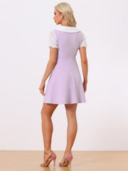 50s Lolita Contrast Color Peter Pan Collar Dress