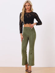 Faux Suede Wide Leg Casual Business Flared Bell Pants